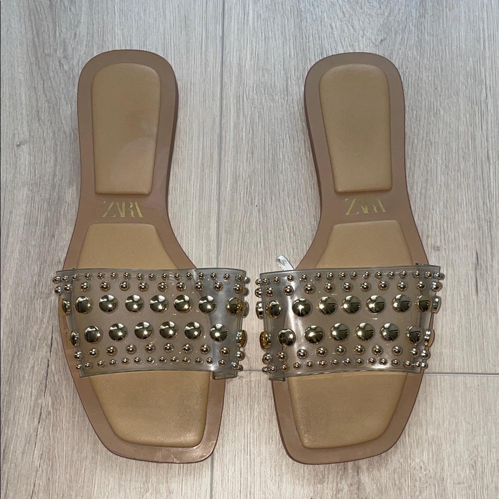 Zara Gold Studded Sandals